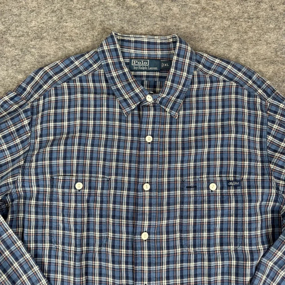 Polo Ralph Lauren Double Pocket Work Shirt Classic Linen Blend Lot‎ of 2 Mens XL